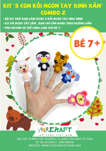 Bộ kit 5 con rối ngón tay xinh xắn combo2